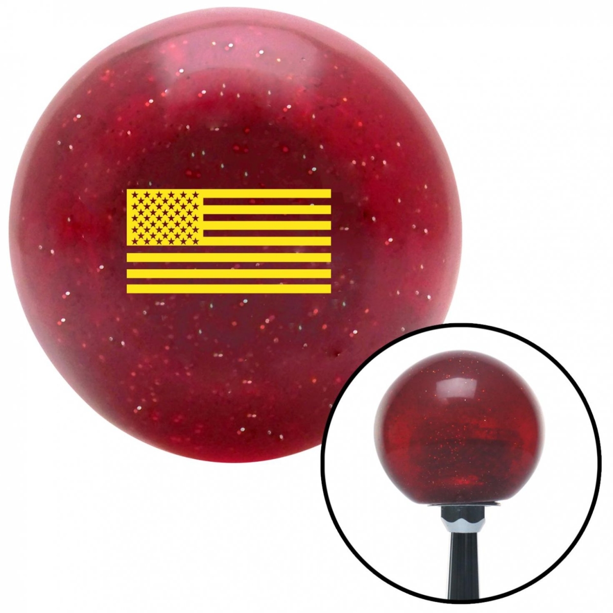 American Shifter 58408 Yellow American Flag Red Metal Flake Shift Knob with M16 x 1.5 Insert Shifter Auto