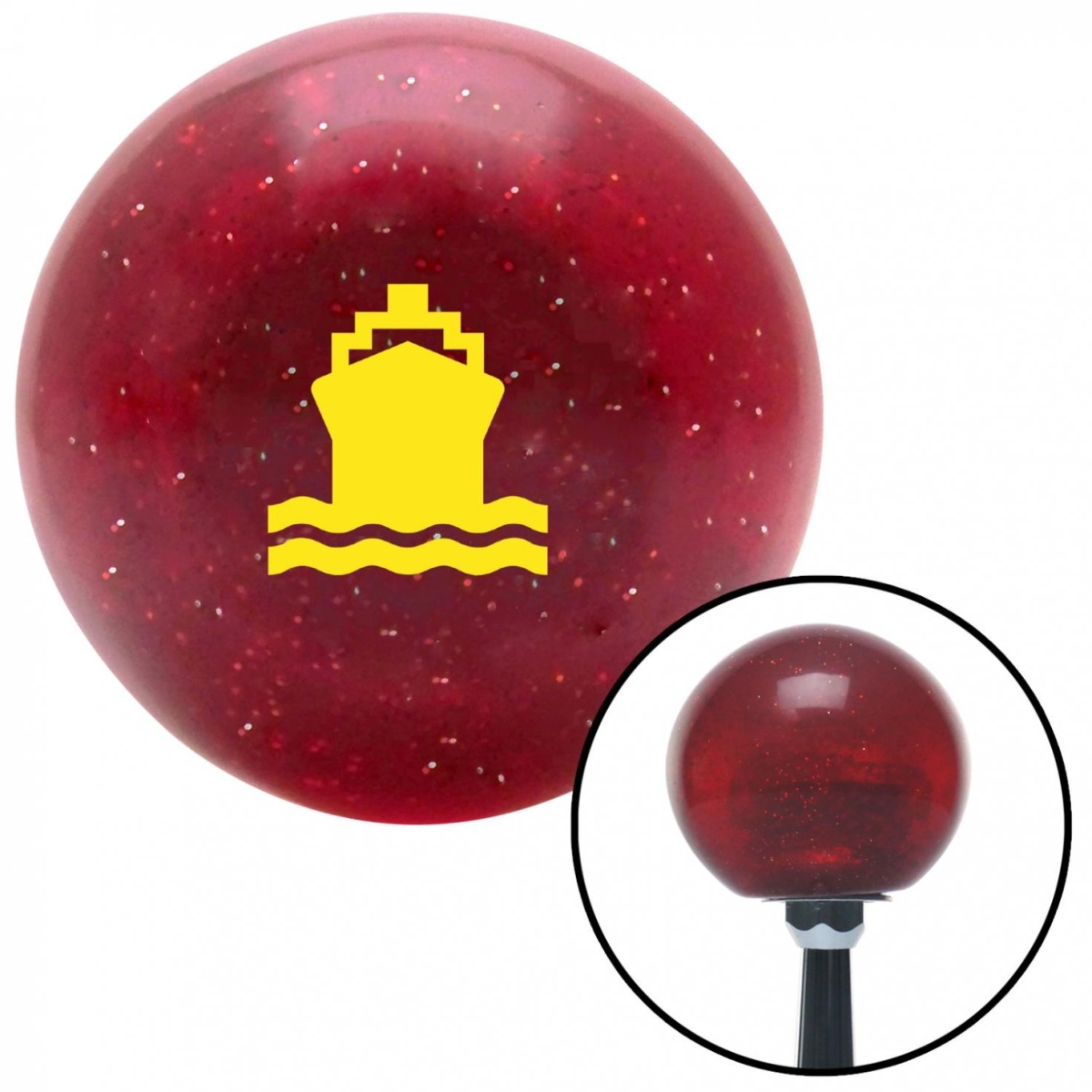 American Shifter 58448 Yellow Boat Red Metal Flake Shift Knob with M16 x 1.5 Insert Shifter Auto Manual