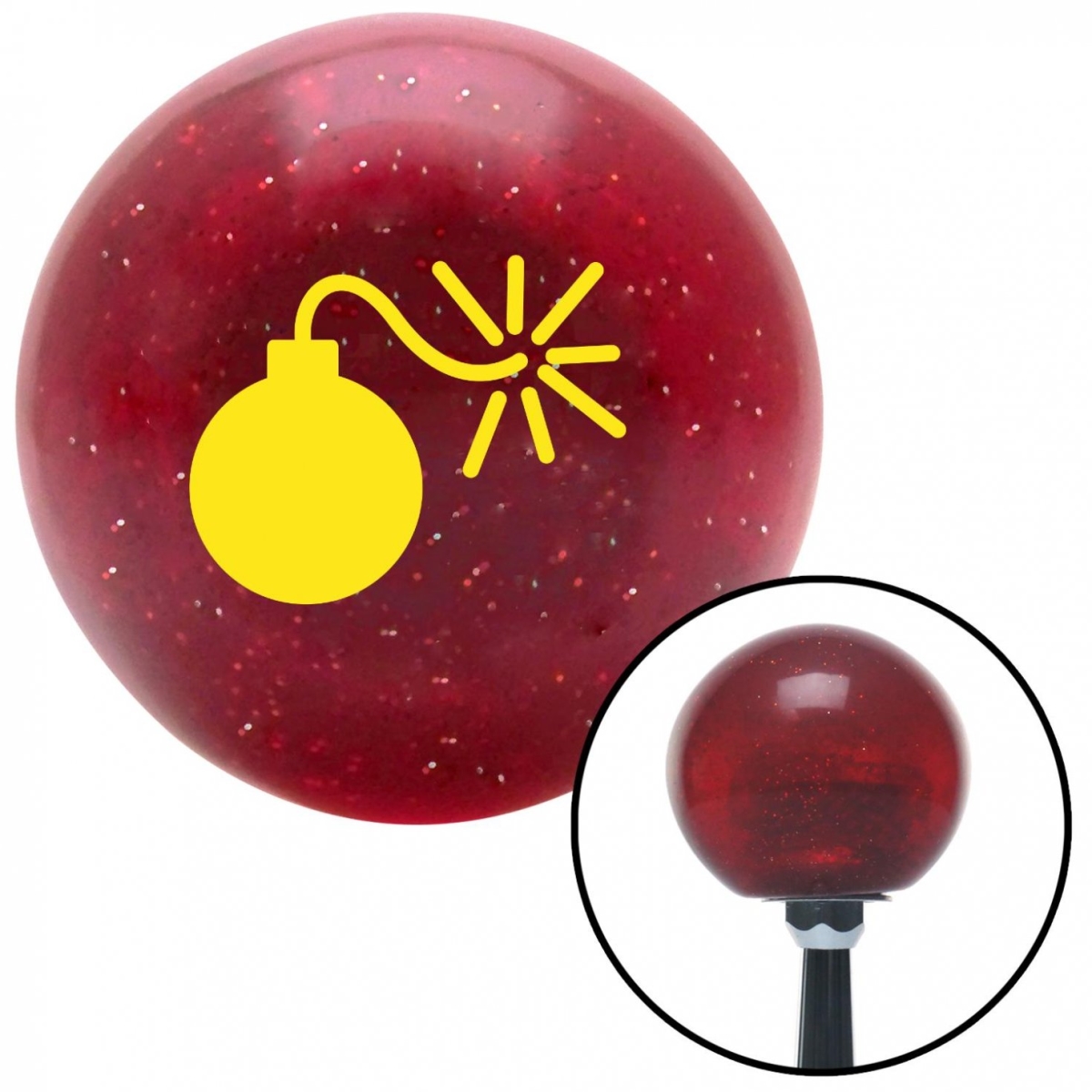 American Shifter 58456 Yellow Bomb Red Metal Flake Shift Knob with M16 x 1.5 Insert Shifter Auto Manual