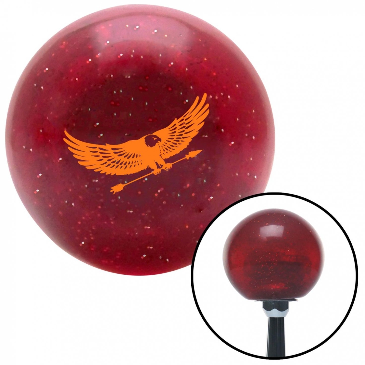 American Shifter 58468 Orange Eagle with Arrow Red Metal Flake Shift Knob with M16 x 1.5 Insert Shifter