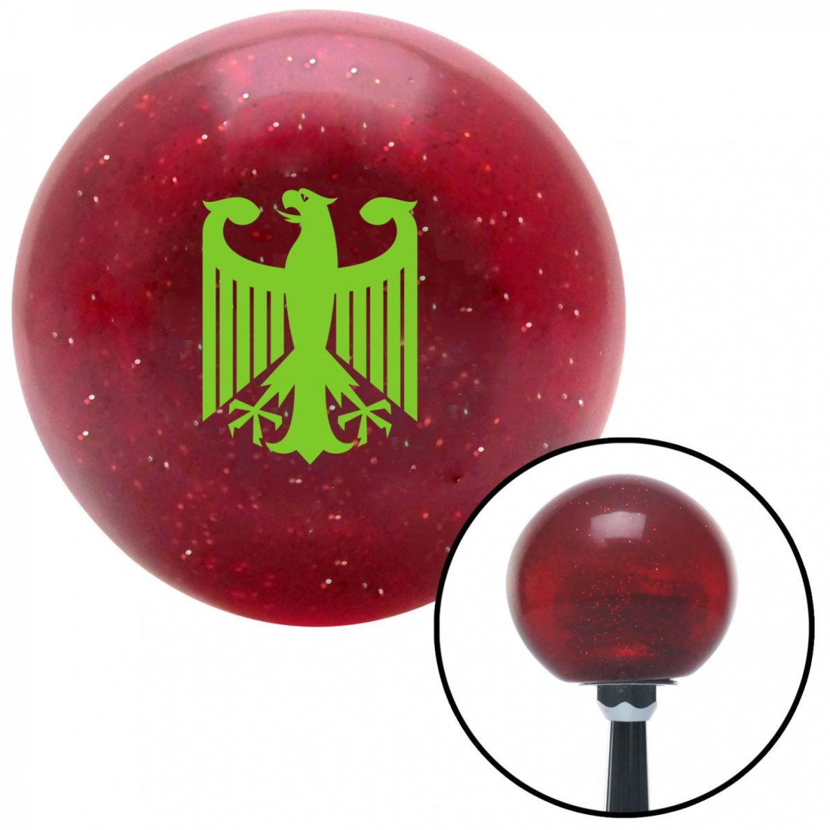 American Shifter 58475 Green Heraldic Eagle Red Metal Flake Shift Knob with M16 x 1.5 Insert Shifter Auto