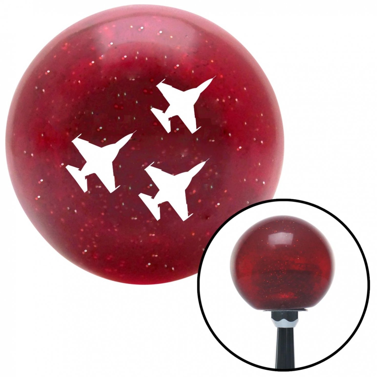 American Shifter 58525 White Jets Red Metal Flake Shift Knob with M16 x 15 Insert Shifter Auto Manual