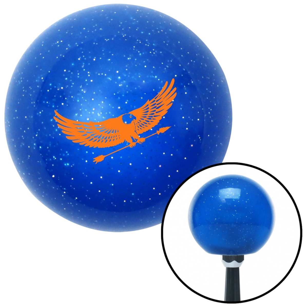 American Shifter 26518 Orange Eagle with Arrow Blue Metal Flake Shift Knob with M16 x 1.5 Insert Shifter