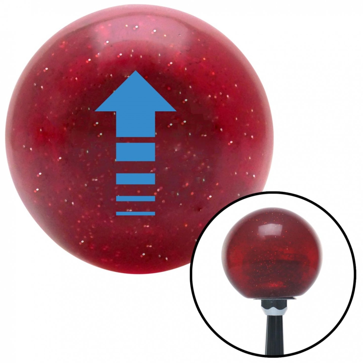 American Shifter 47721 Blue Broken Directional Arrow Up Red Metal Flake Shift Knob with M16 x 1.5 Insert