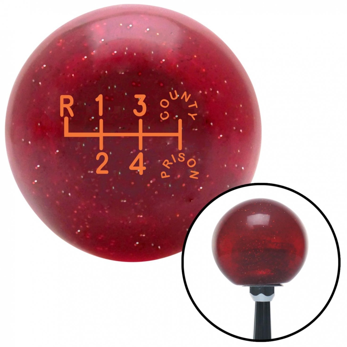 American Shifter 48387 Orange County Prison Red Metal Flake Shift Knob with M16 x 1.5 Insert Shifter Auto