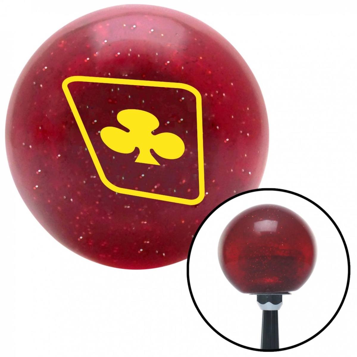 American Shifter 48250 Yellow Clubs on a Card Red Metal Flake Shift Knob with M16 x 1.5 Insert Shifter