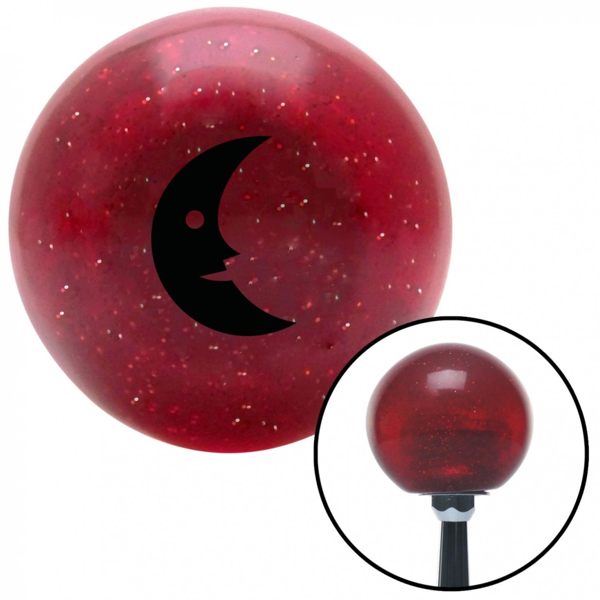 American Shifter 55497 Black Crescent Moon Smiling Red Metal Flake Shift Knob with M16 x 1.5 Insert Auto