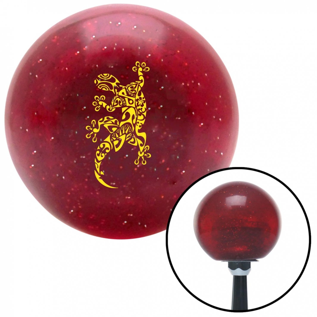 American Shifter 57079 Yellow Abstract Gecko Red Metal Flake Shift Knob with M16 x 1.5 Insert Shifter Auto