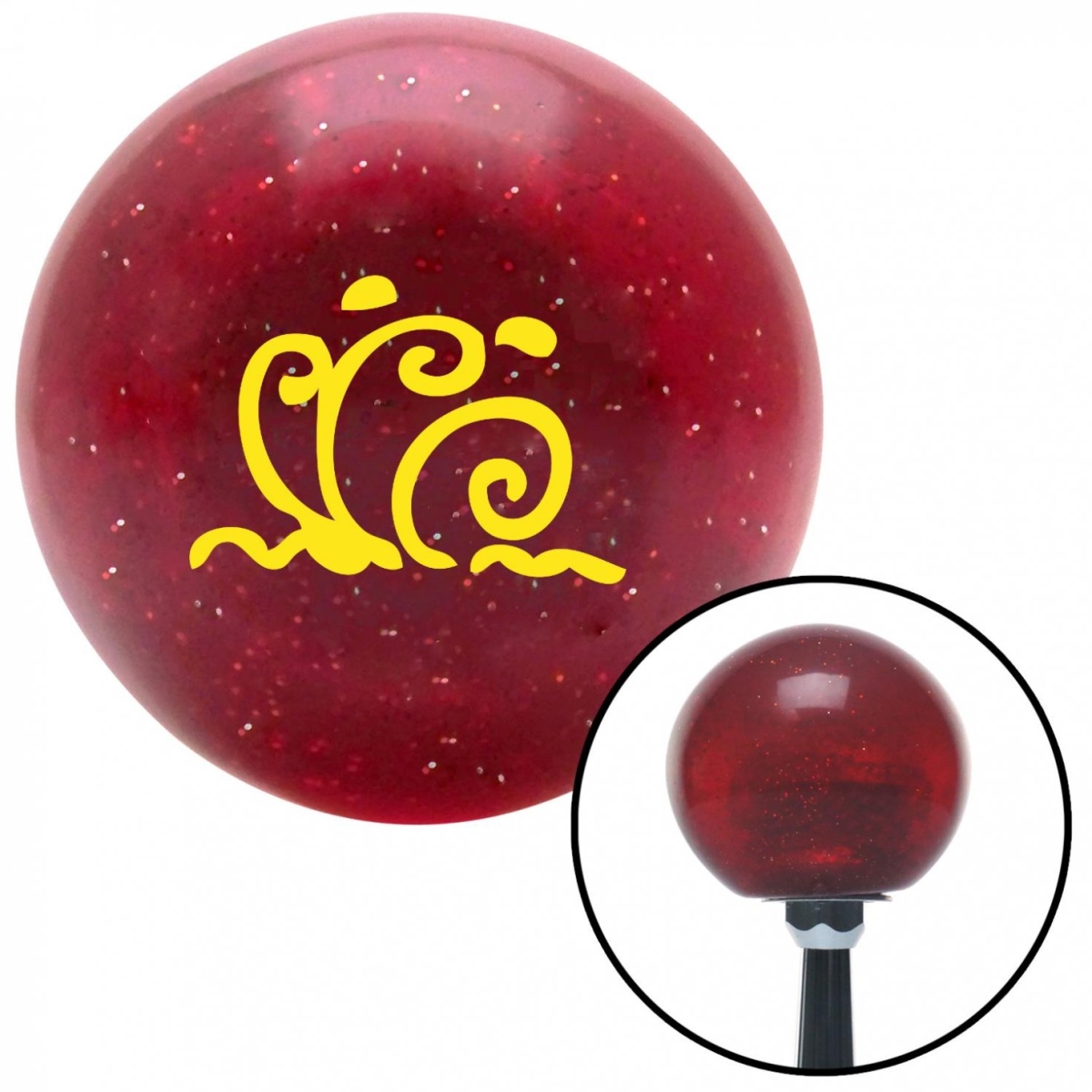 American Shifter 57344 Yellow Hawaiian Waves No.1 Red Metal Flake Shift Knob with M16 x 1.5 Insert Shifter