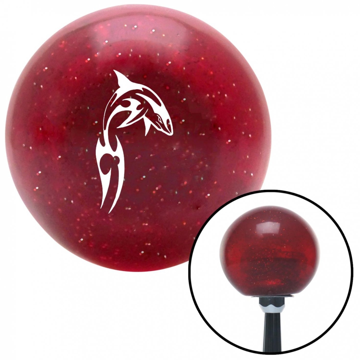 American Shifter 57738 White Abstract Shark Red Metal Flake Shift Knob with M16 x 1.5 Insert Shifter Auto