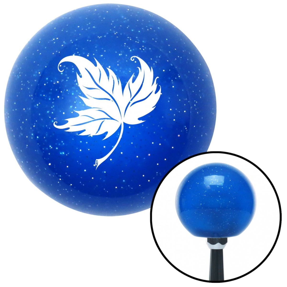 American Shifter 24809 White Falling Leaf Blue Metal Flake Shift Knob with M16 x 1.5 Insert Shifter Auto