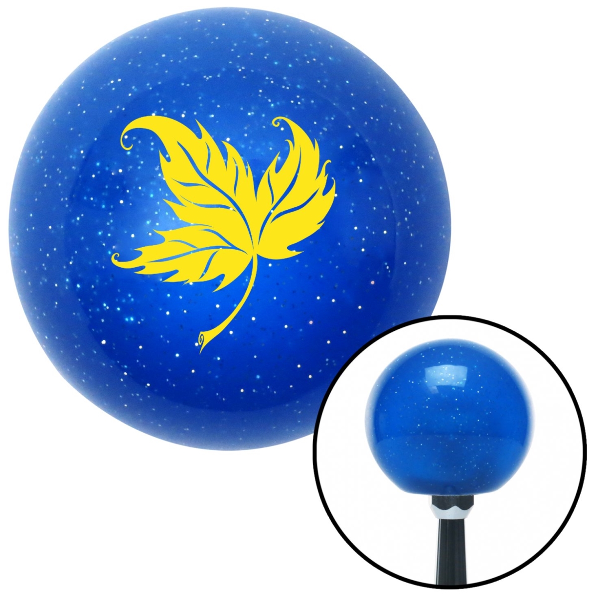 American Shifter 24810 Yellow Falling Leaf Blue Metal Flake Shift Knob with M16 x 1.5 Insert Shifter Auto