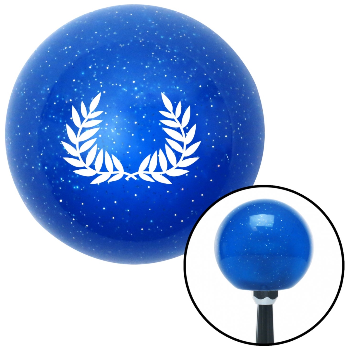American Shifter 24825 White 2 Branches Pointing Up Blue Metal Flake Shift Knob with M16 x 1.5 Insert Auto