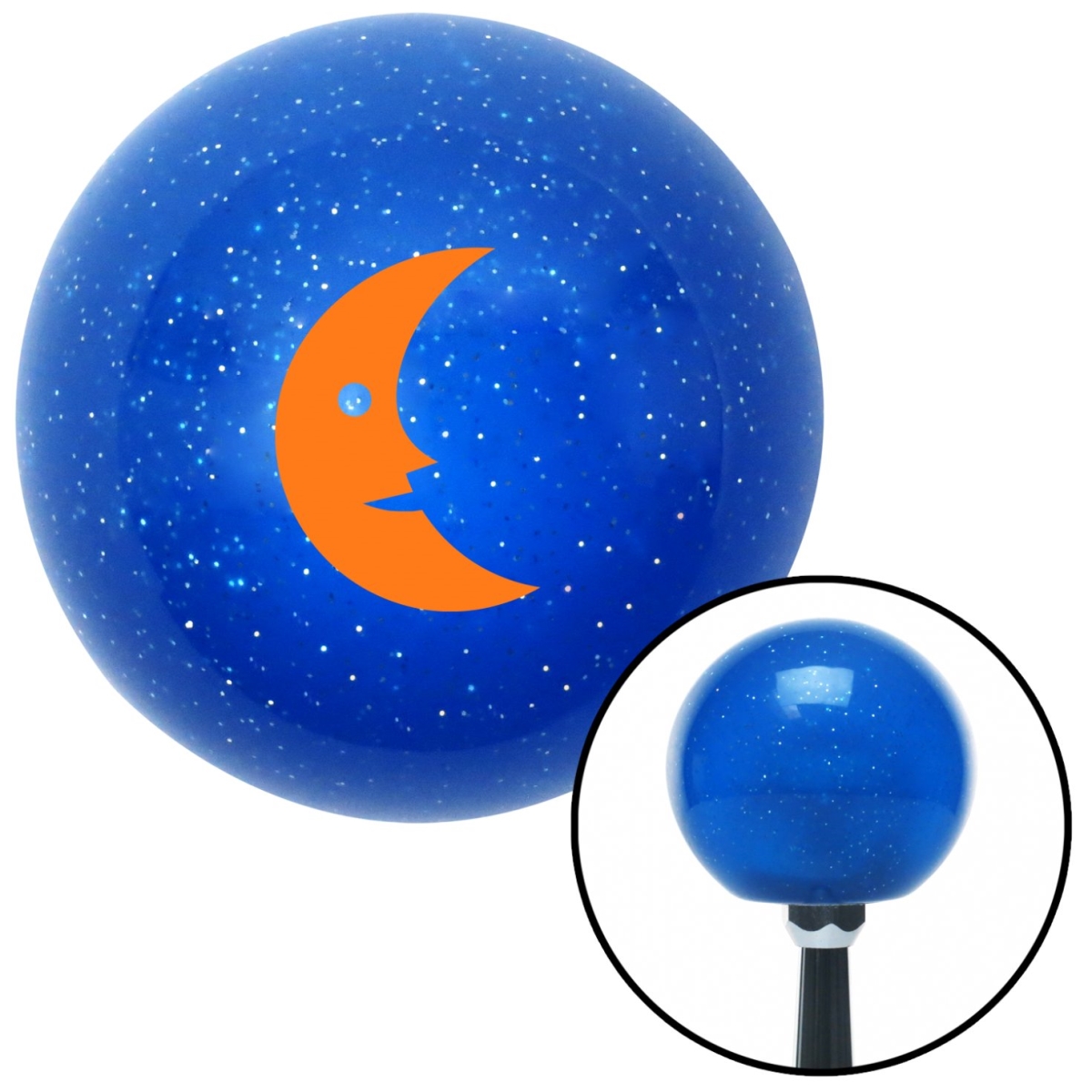 American Shifter 24845 Orange Crescent Moon Blue Metal Flake Shift Knob with M16 x 1.5 Insert Shifter Auto