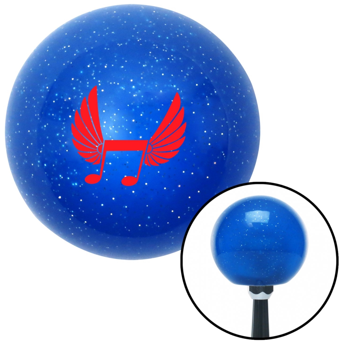 American Shifter 24633 Red Musical Note with Wings Blue Metal Flake Shift Knob with M16 x 1.5 Insert Shifter