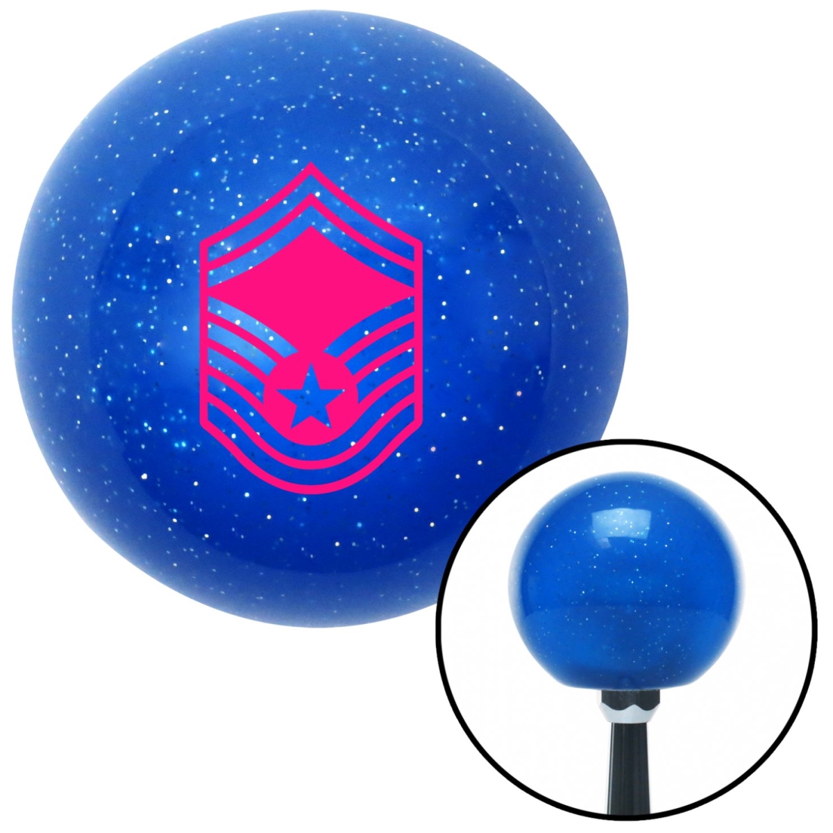 American Shifter 24504 Pink Senior Master Sergeant Blue Metal Flake Shift Knob with M16 x 1.5 Insert Auto