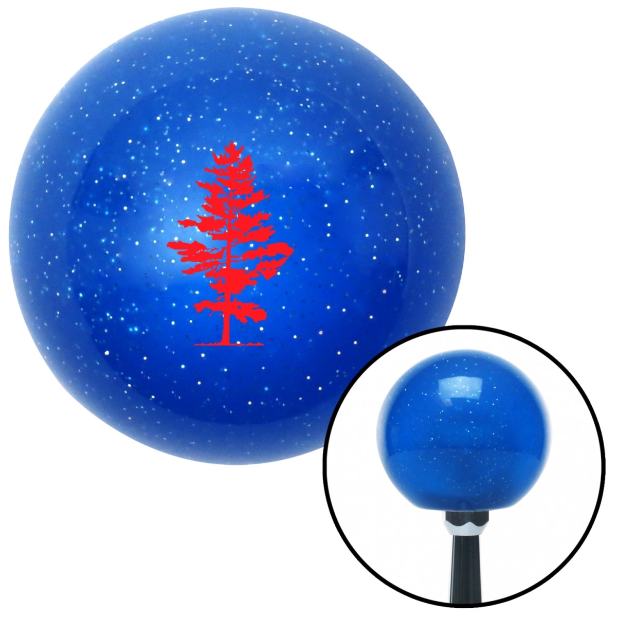 American Shifter 24887 Red Evergreen Tree Blue Metal Flake Shift Knob with M16 x 1.5 Insert Shifter Auto