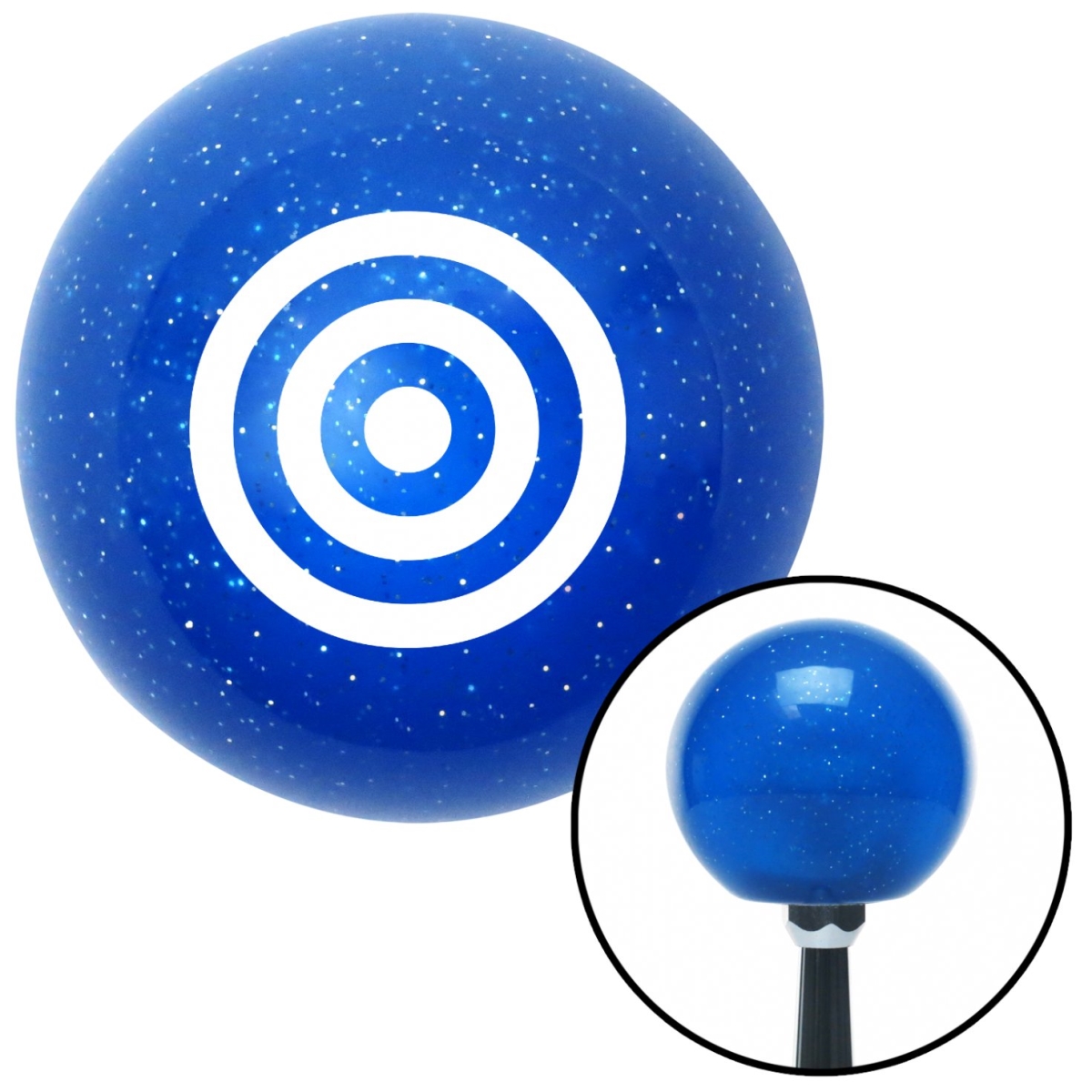 American Shifter 26681 White Target Blue Metal Flake Shift Knob with M16 x 1.5 Insert Shifter Auto Manual