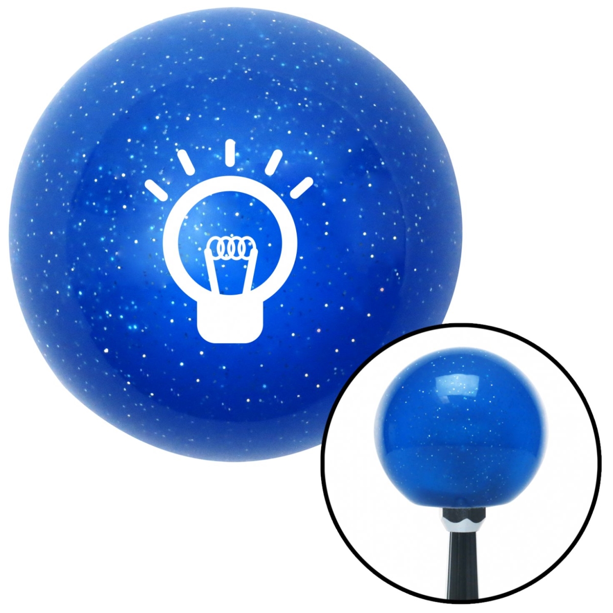 American Shifter 25411 White Light Bulb On Blue Metal Flake Shift Knob with M16 x 1.5 Insert Shifter Auto