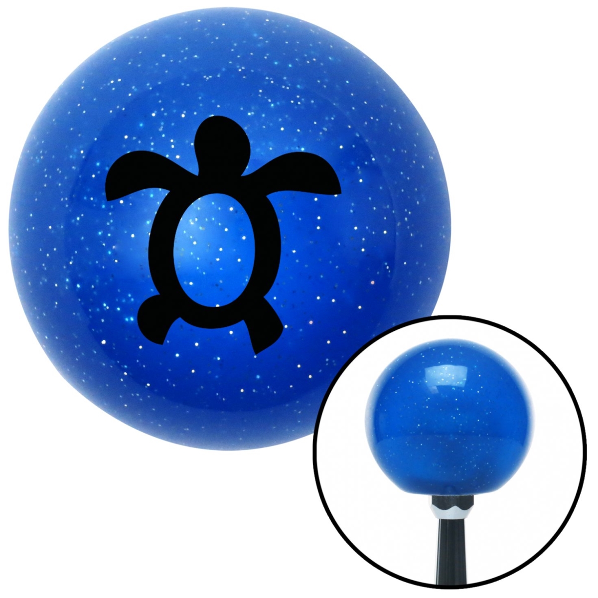 American Shifter 25687 Black Simple Turtle Blue Metal Flake Shift Knob with M16 x 15 Insert Shifter Auto