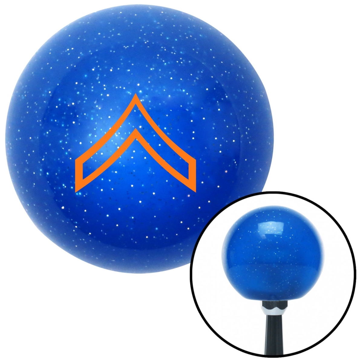 American Shifter 26316 Orange 01 Private First Class Blue Metal Flake Shift Knob with M16 x 1.5 Insert
