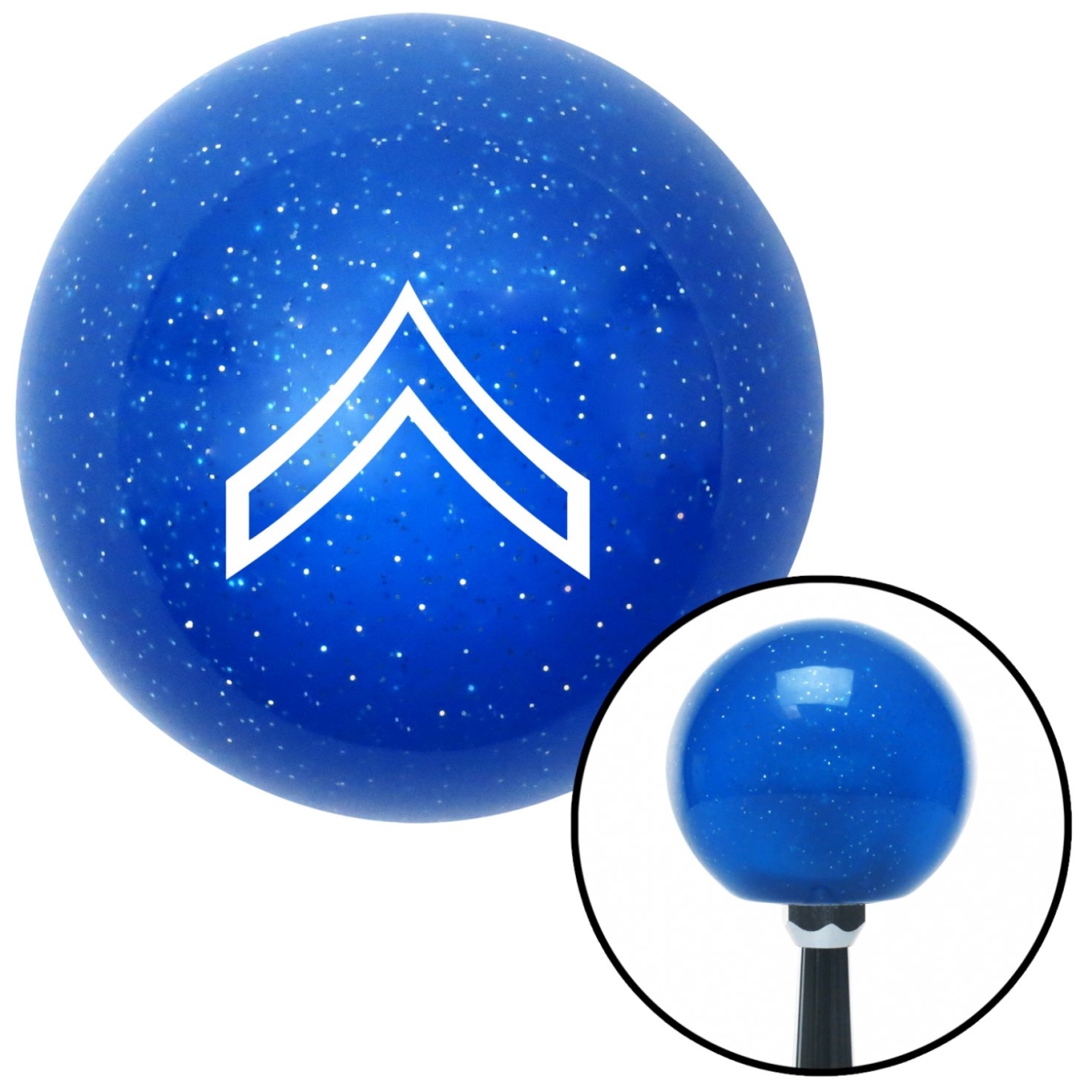 American Shifter 26319 White 01 Private First Class Blue Metal Flake Shift Knob with M16 x 1.5 Insert Auto