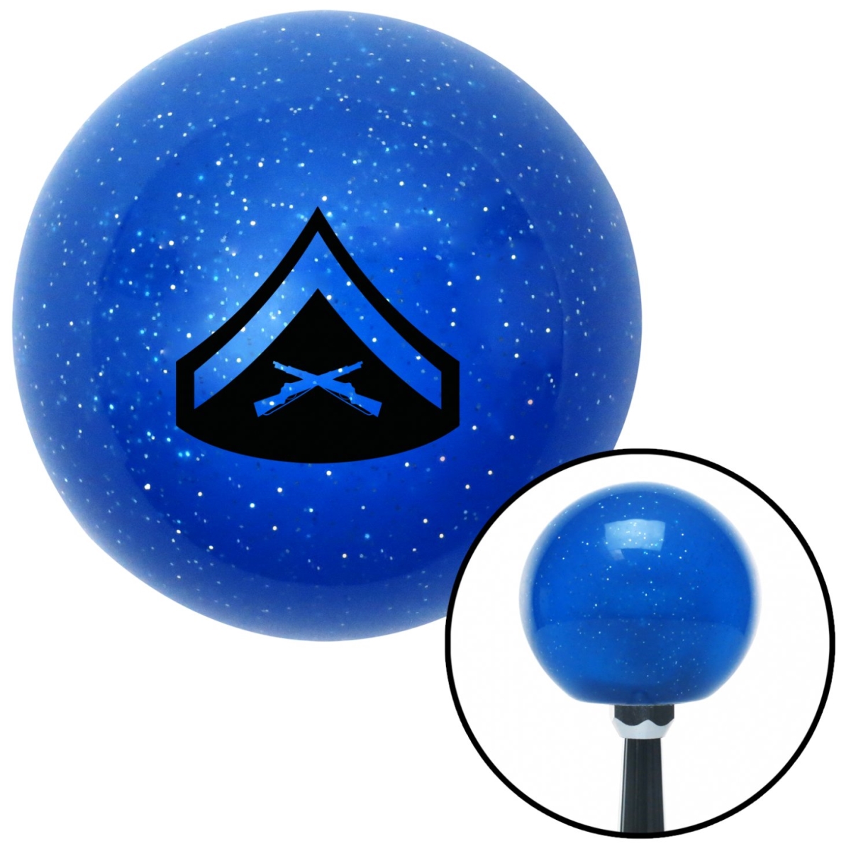 American Shifter 26321 Black 02 Lance Corporal Blue Metal Flake Shift Knob with M16 x 1.5 Insert Shifter