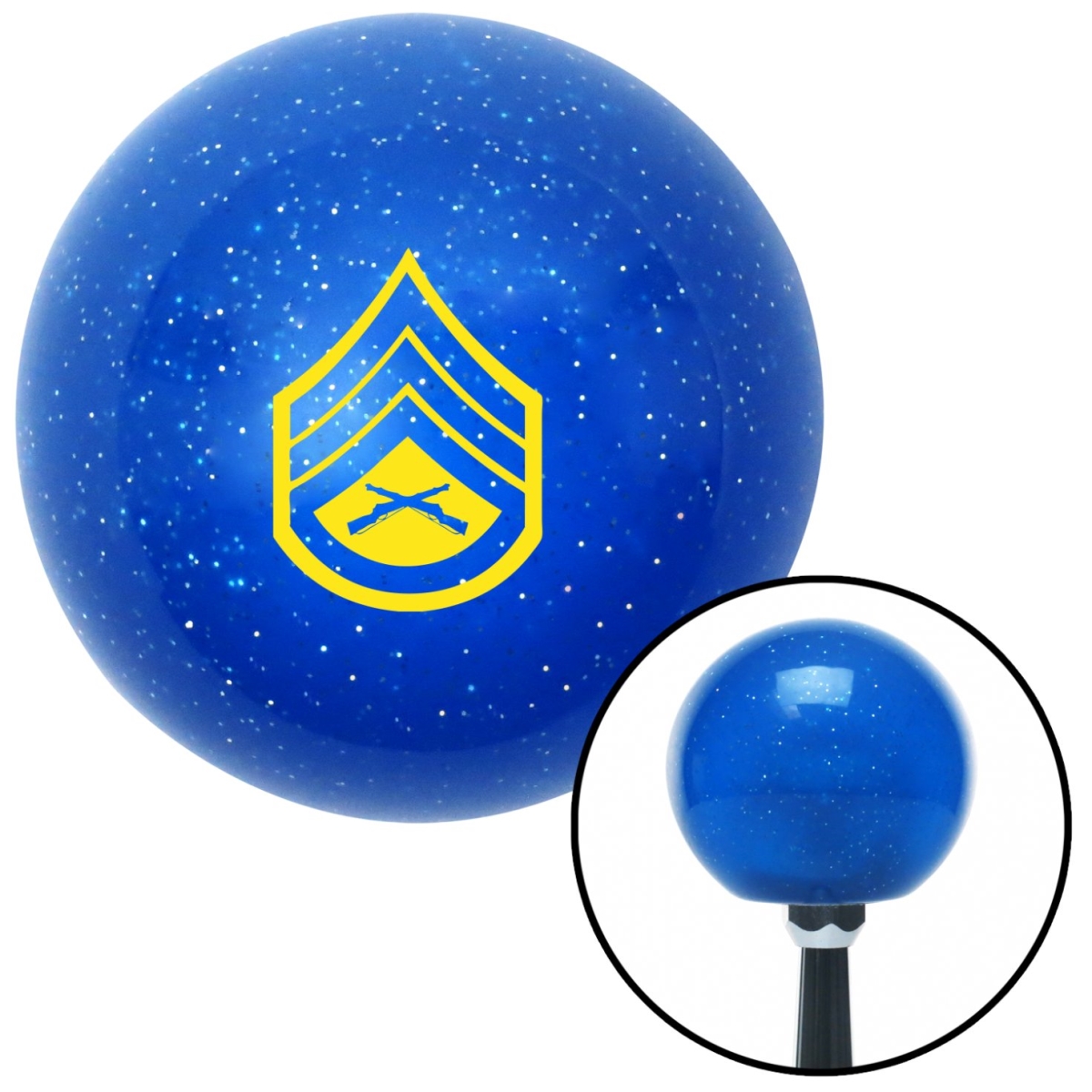 American Shifter 26353 Yellow 05 Staff Sergeant Blue Metal Flake Shift Knob with M16 x 1.5 Insert Shifter