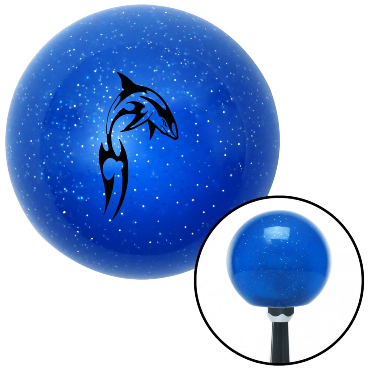 American Shifter 25857 Black Abstract Shark Blue Metal Flake Shift Knob with M16 x 1.5 Insert Shifter Auto