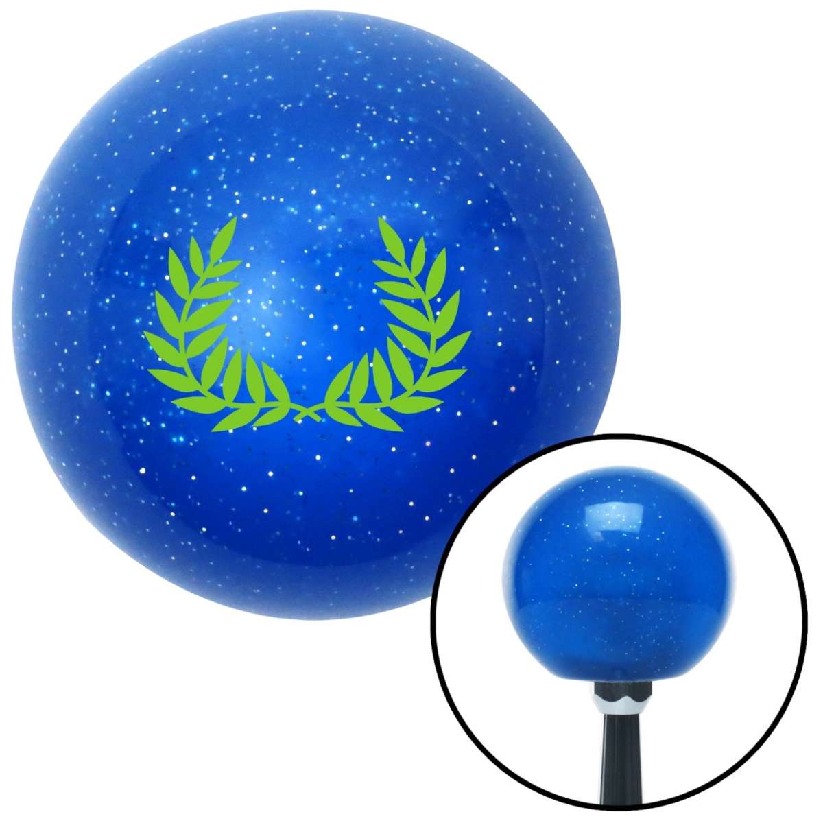 American Shifter 24821 Green 2 Branches Pointing Up Blue Metal Flake Shift Knob with M16 x 1.5 Insert Auto