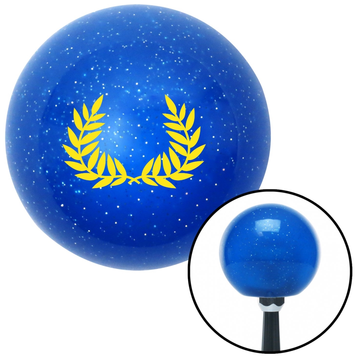 American Shifter 24826 Yellow 2 Branches Pointing Up Blue Metal Flake Shift Knob with M16 x 1.5 Insert