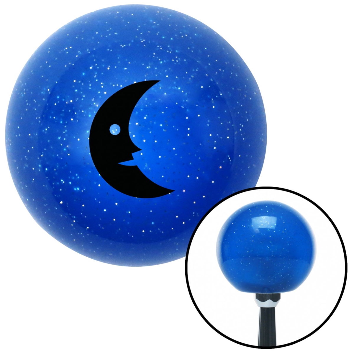 American Shifter 24842 Black Crescent Moon Blue Metal Flake Shift Knob with M16 x 1.5 Insert Shifter Auto