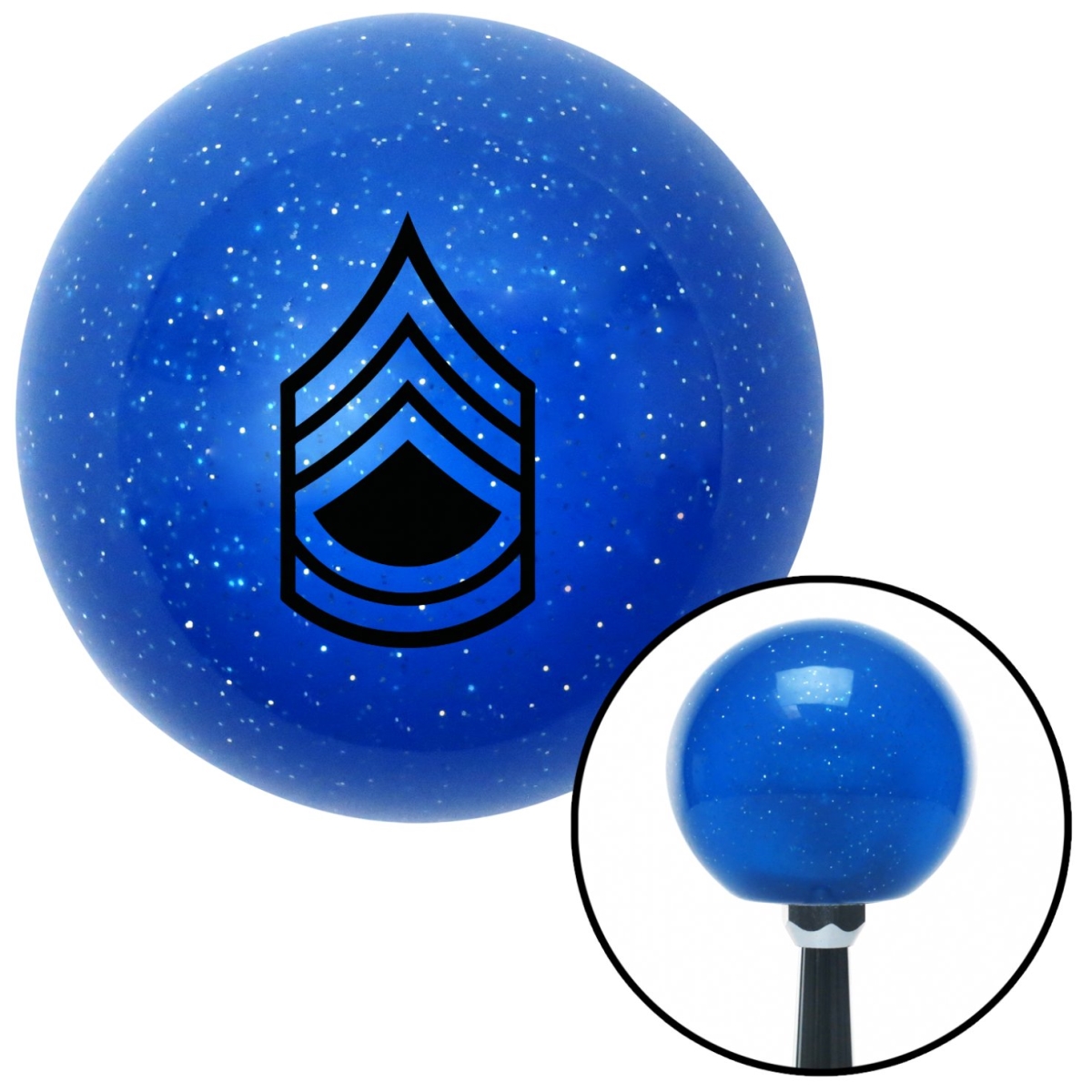 American Shifter 26095 Black Sergeant First Class Blue Metal Flake Shift Knob with M16 x 1.5 Insert Auto