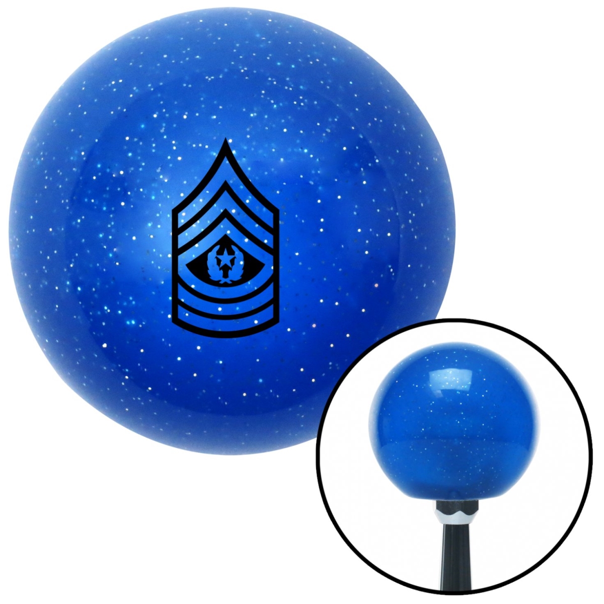 American Shifter 26119 Black Command Sergeant Major Blue Metal Flake Shift Knob with M16 x 1.5 Insert Auto
