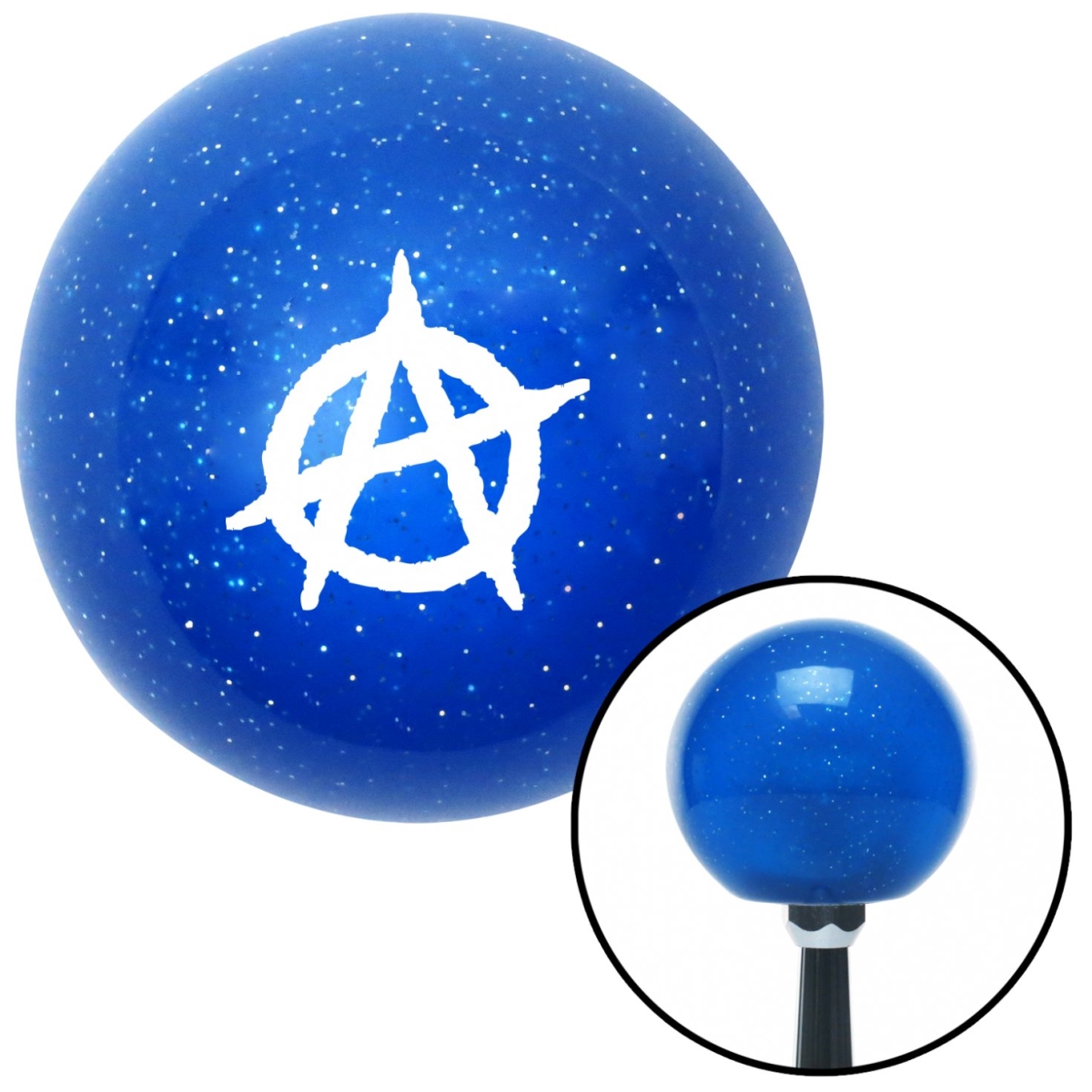American Shifter 27710 White Anarchy Blue Metal Flake Shift Knob with M16 x 1.5 Insert Shifter Auto Manual
