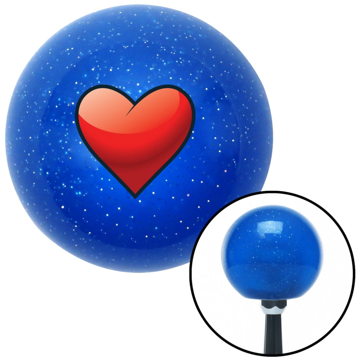 American Shifter 27986 Heart Blue Metal Flake Shift Knob with M16 x 1.5 Insert Shifter Auto Manual Custom