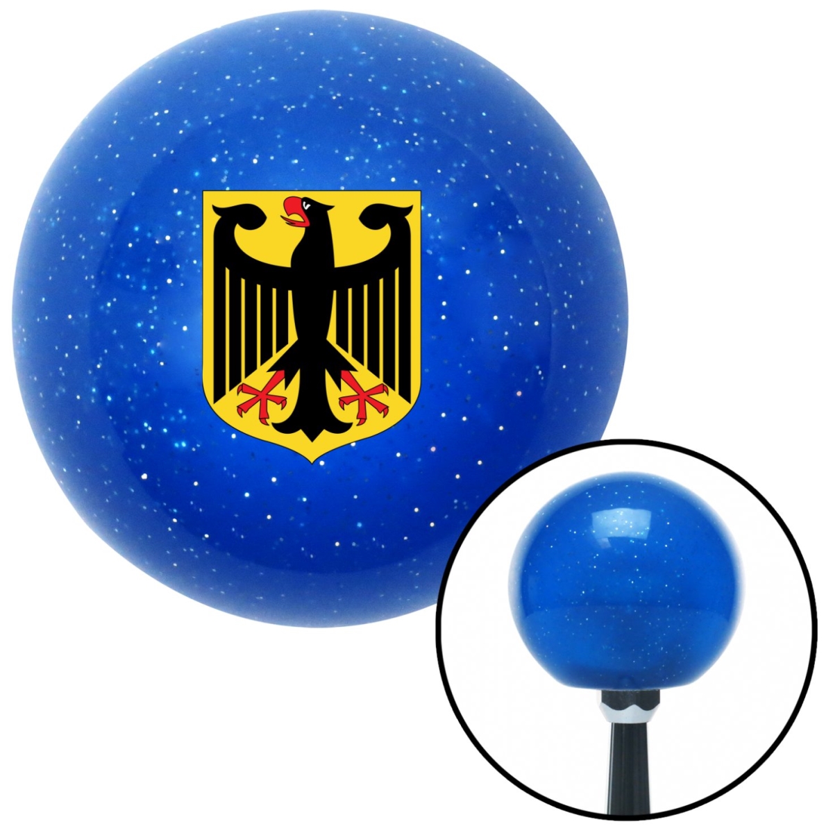 American Shifter 27688 Deutschland Eagle Crest Blue Metal Flake Shift Knob with M16 x 1.5 Insert Shifter