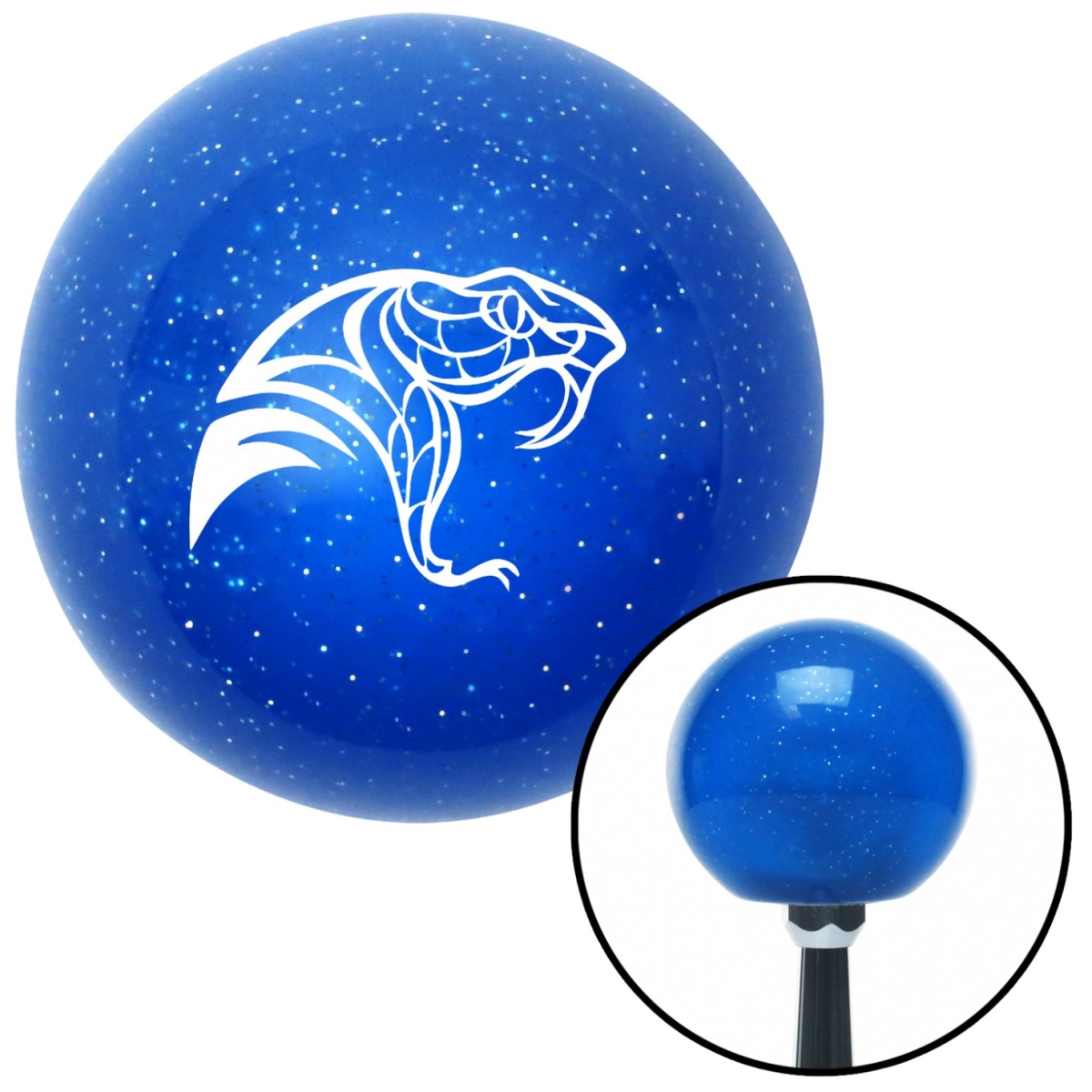 American Shifter 26710 White Snake Profile Blue Metal Flake Shift Knob with M16 x 1.5 Insert Shifter Auto