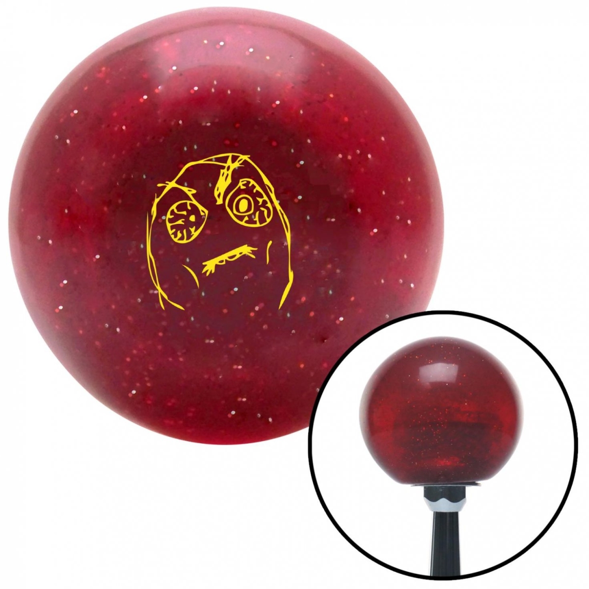 American Shifter 53525 Yellow Red Eyes Red Metal Flake Shift Knob with M16 x 1.5 Insert Shifter Auto Brody