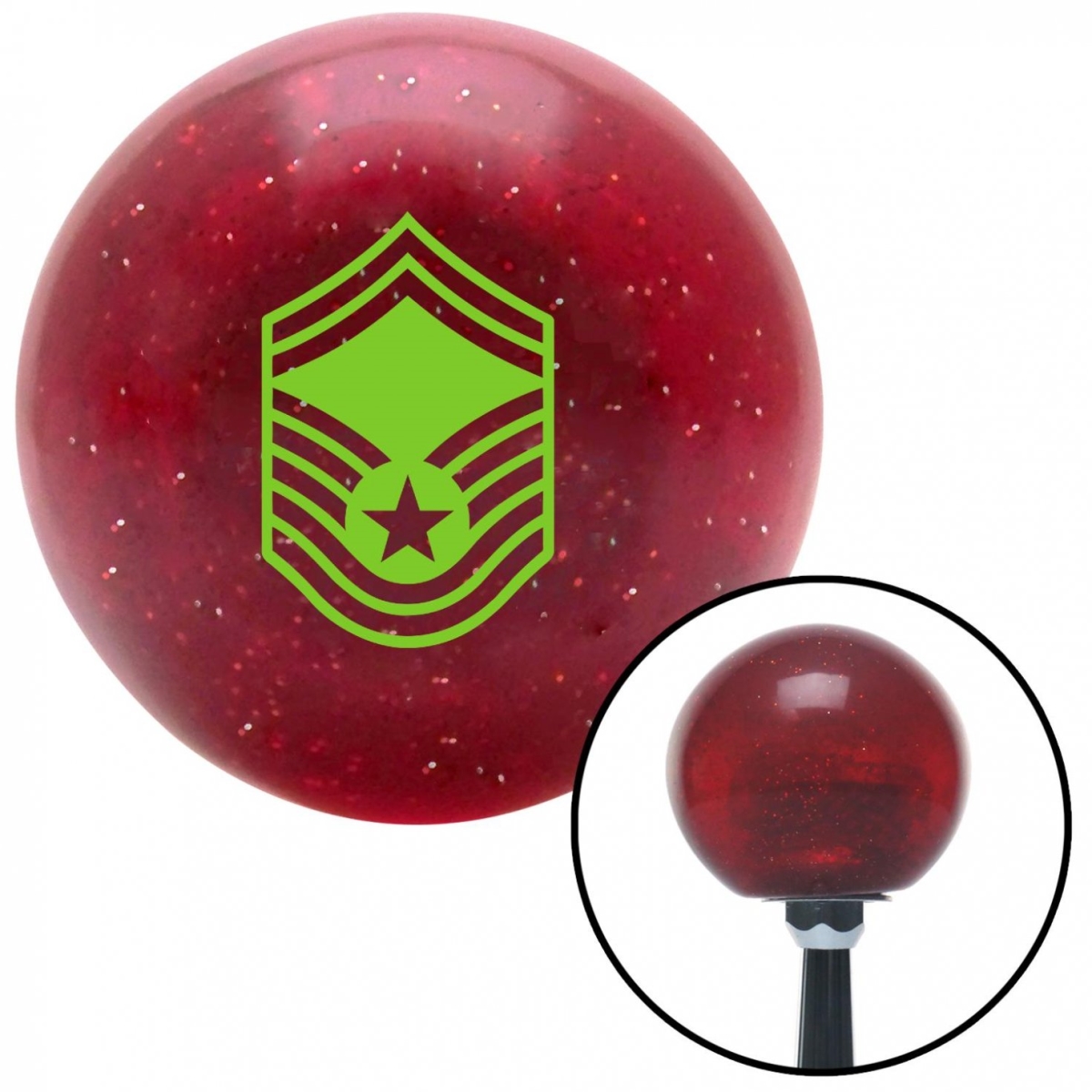 American Shifter 53633 Green Senior Master Sergeant Red Metal Flake Shift Knob with M16 x 1.5 Insert Auto