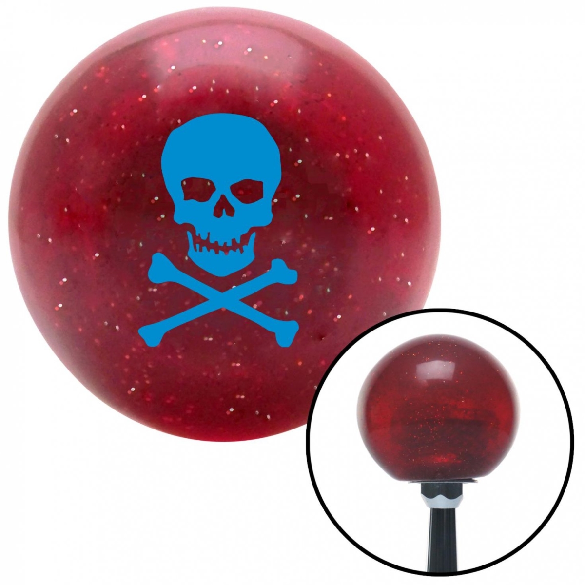 American Shifter 54631 Blue Skull & Bones Red Metal Flake Shift Knob with M16 x 1.5 Insert Shifter Auto