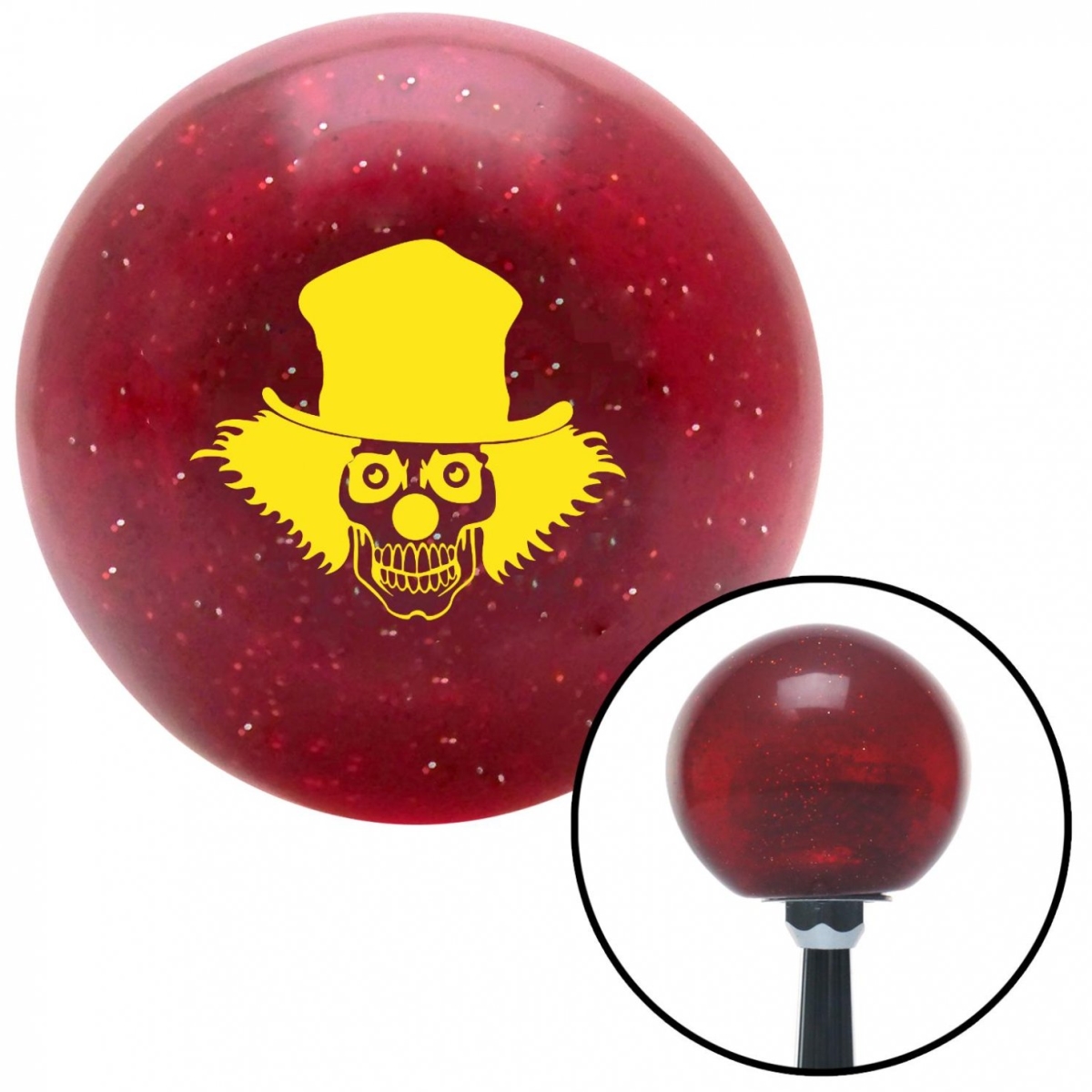 American Shifter 55153 Yellow Skull Clown Red Metal Flake Shift Knob with M16 x 1.5 Insert Shifter Auto