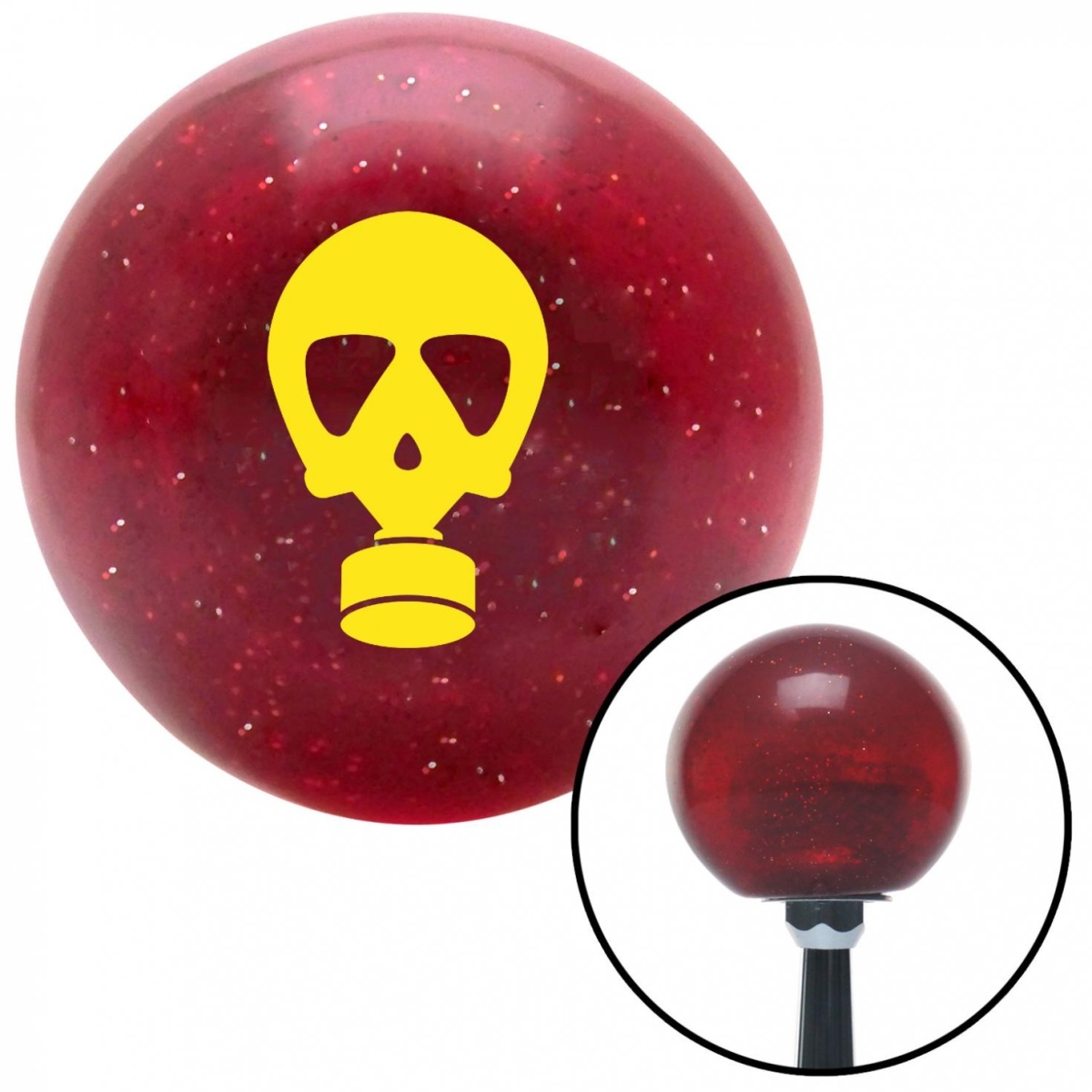 American Shifter 55192 Yellow Gas Mask Skull Red Metal Flake Shift Knob with M16 x 1.5 Insert Shifter Auto