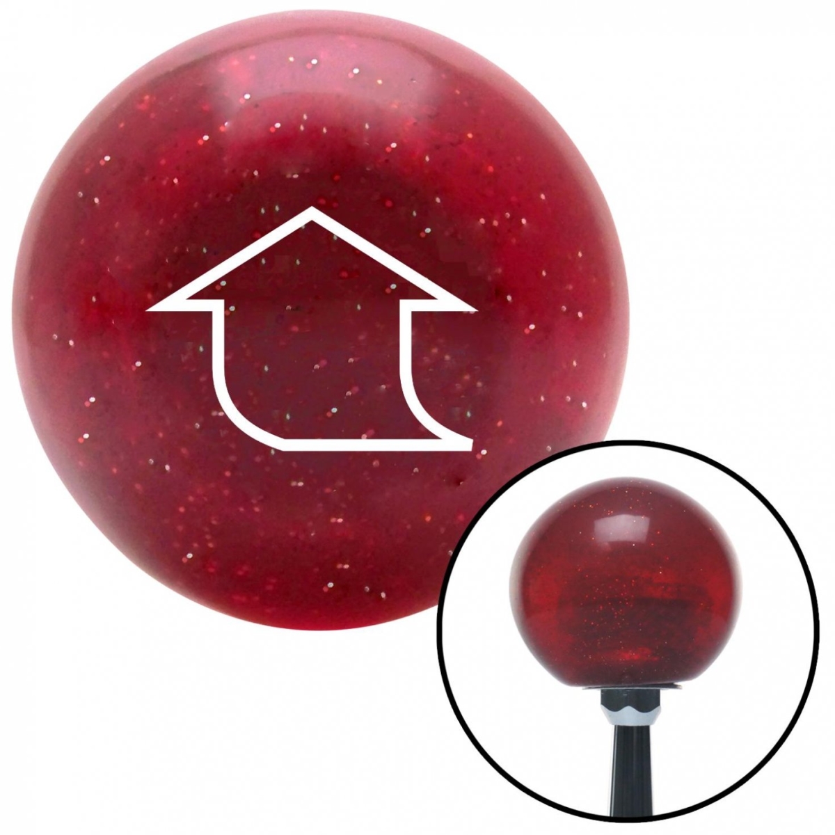 American Shifter 49103 White Fat Empty Arrow Up Red Metal Flake Shift Knob with M16 x 1.5 Insert Shifter