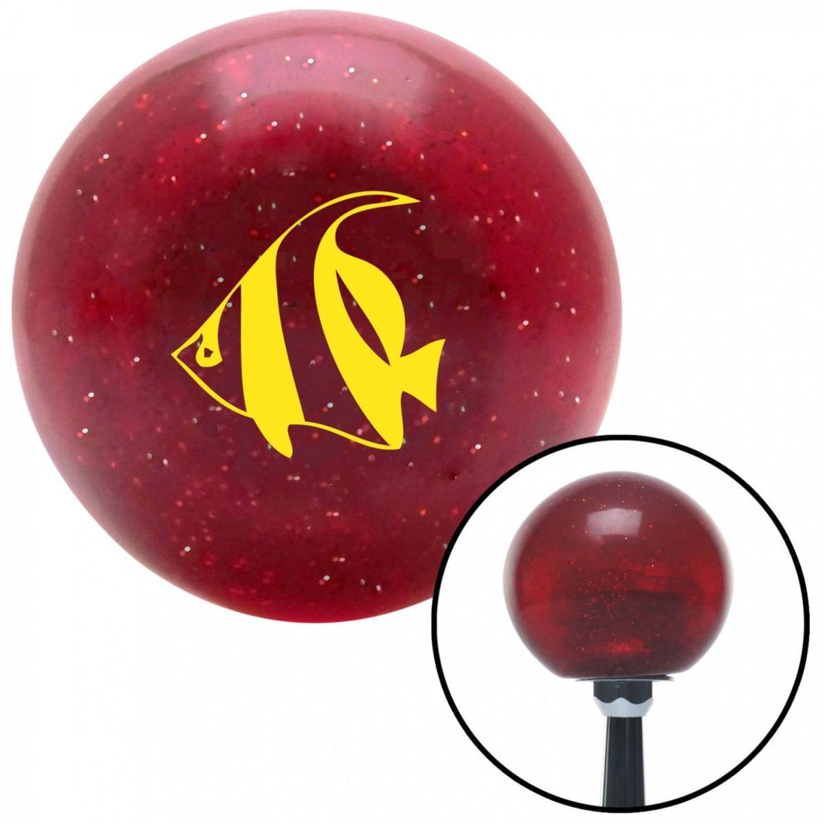 American Shifter 56848 Yellow Clown Fish Red Metal Flake Shift Knob with M16 x 1.5 Insert Shifter Auto