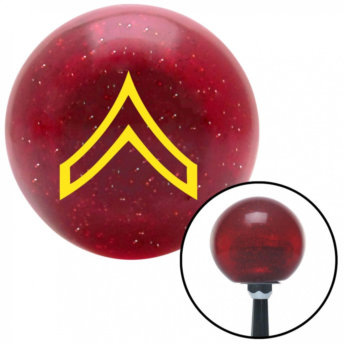 American Shifter 57976 Yellow Private Red Metal Flake Shift Knob with M16 x 1.5 Insert Shifter Auto Manual