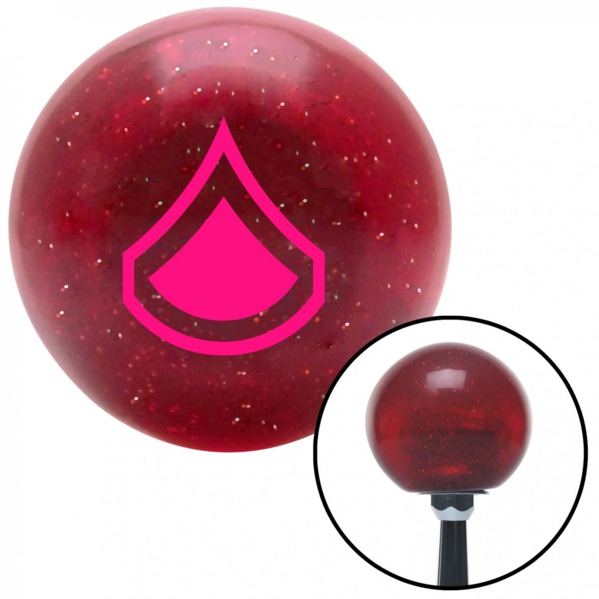 American Shifter 57981 Pink Private First Class Red Metal Flake Shift Knob with M16 x 1.5 Insert Shifter