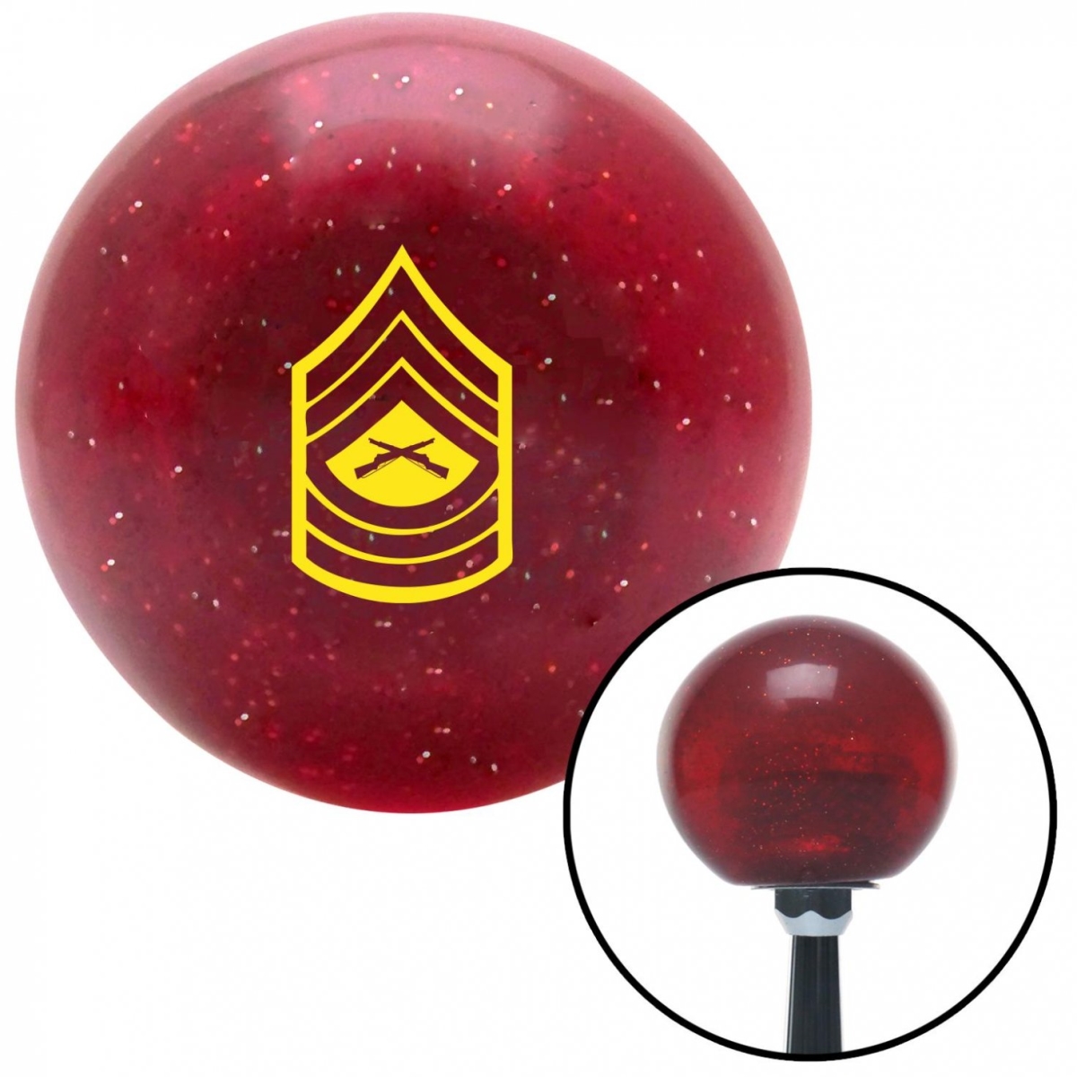 American Shifter 58321 Yellow 07 Master Sergeant Red Metal Flake Shift Knob with M16 x 1.5 Insert Shifter
