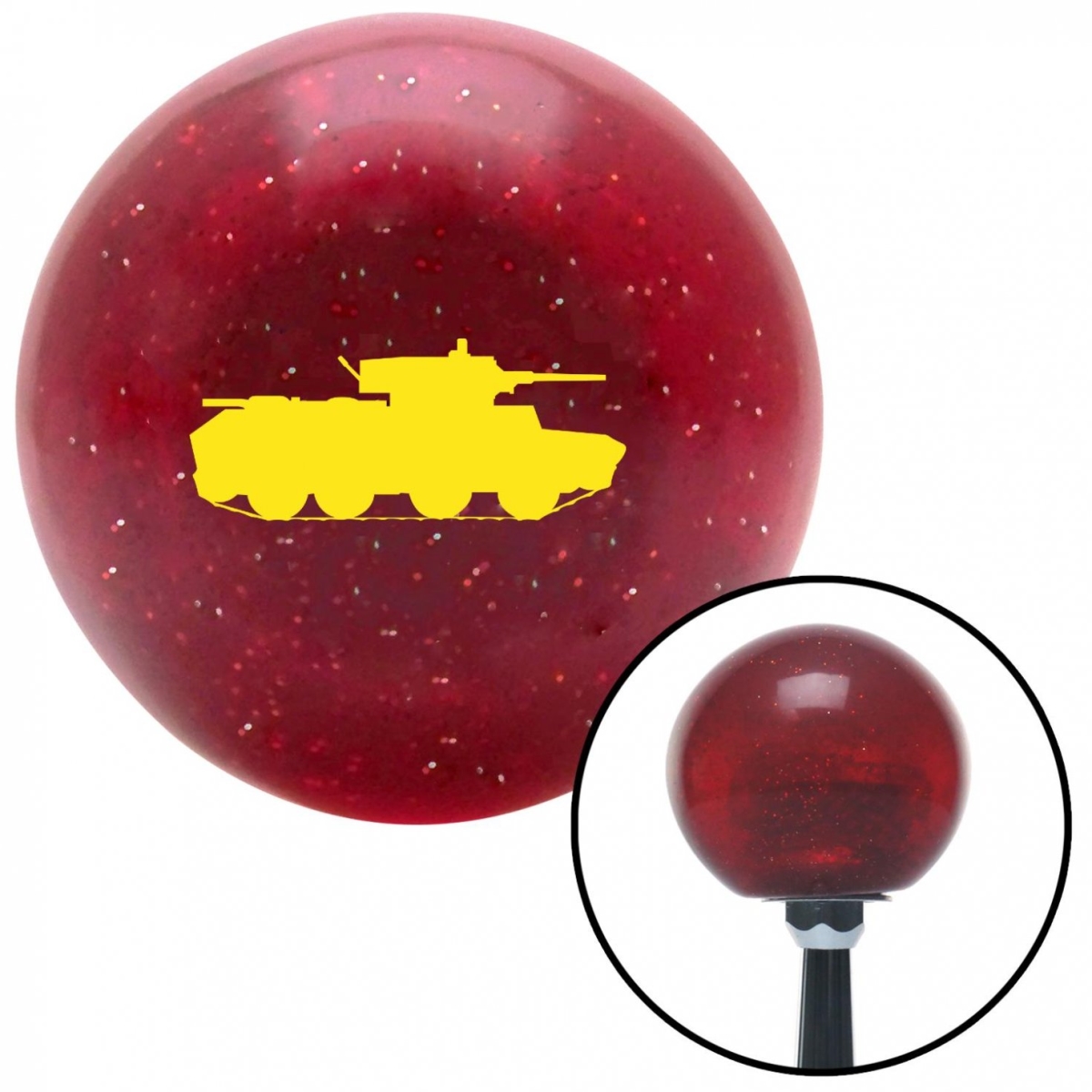 American Shifter 58662 Yellow Tank Red Metal Flake Shift Knob with M16 x 1.5 Insert Shifter Auto Manual