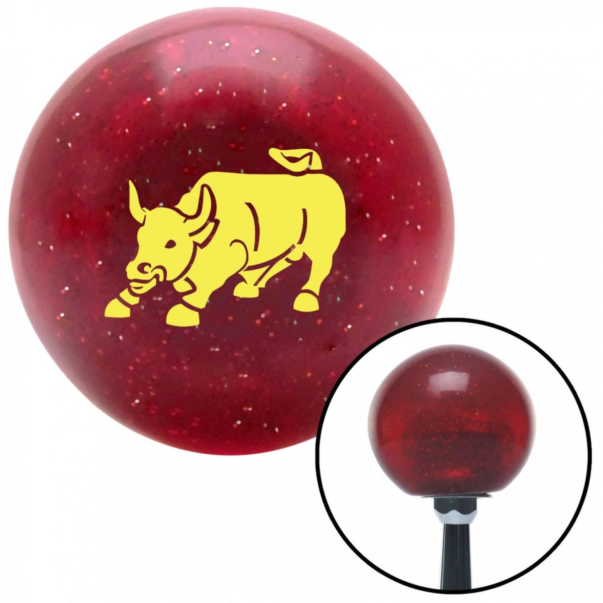 American Shifter 58677 Yellow Bull Red Metal Flake Shift Knob with M16 x 1.5 Insert Shifter Auto Manual